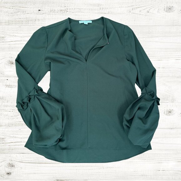 ANTONIO MELANI SMALL Green Bell Sleeve Blouse with Mandarin Collar - Picture 1 of 4